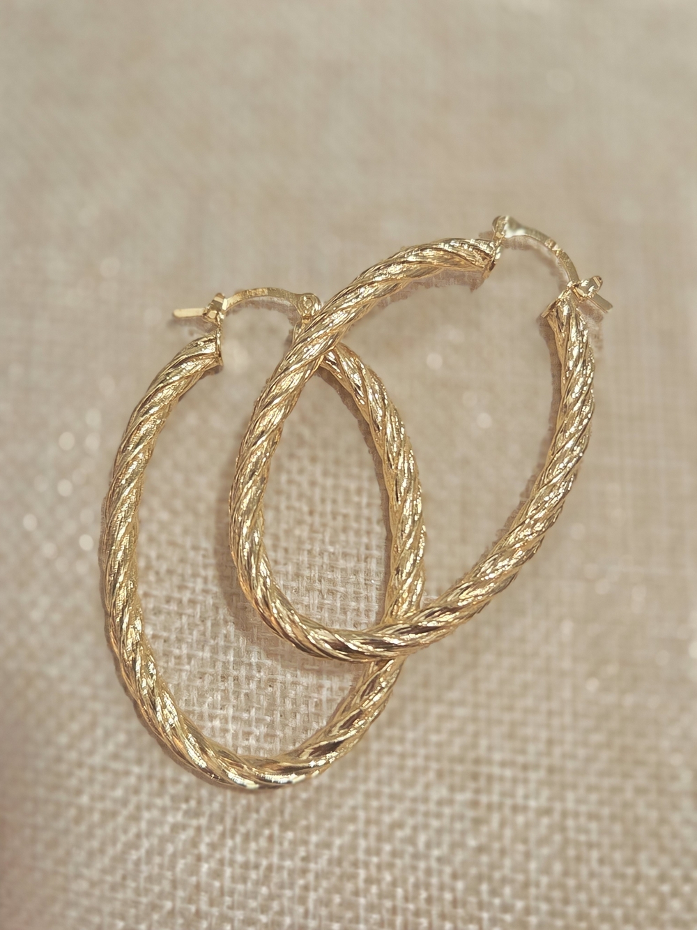 Gold Textured Hoop Earrings - Women Jewelry